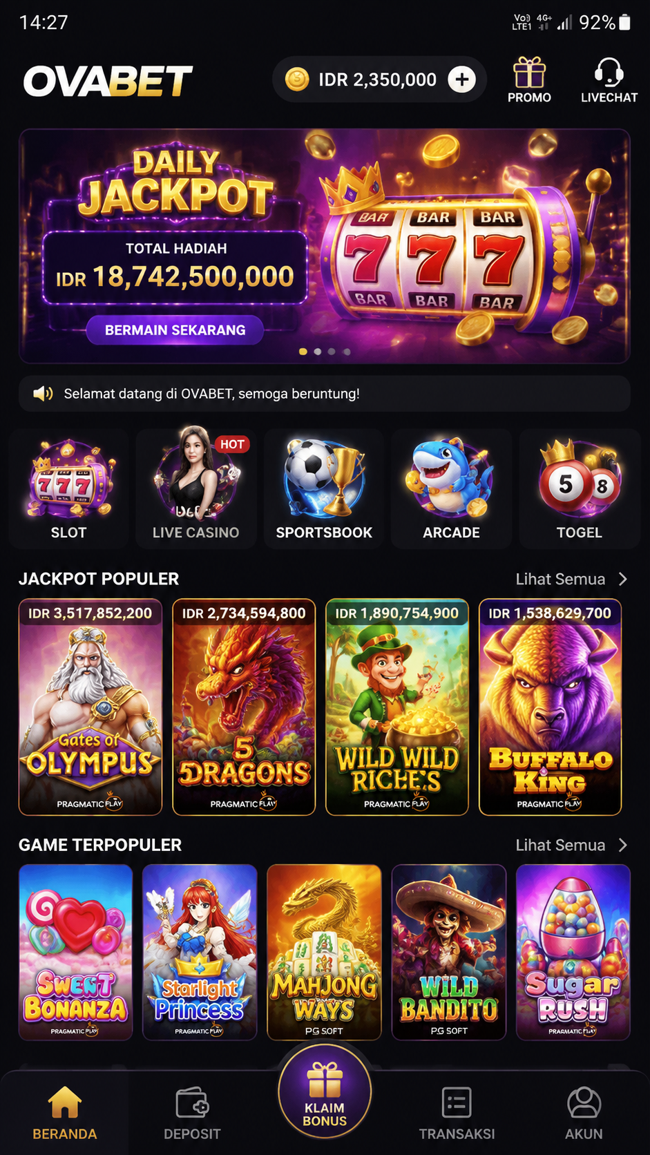Screenshot 1 ovabet